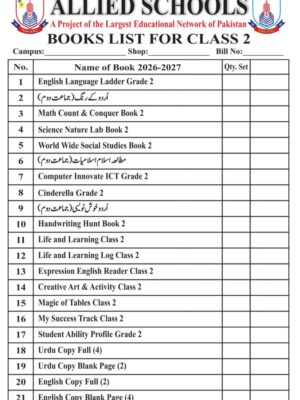 Allied School Book List for Class 2 2026