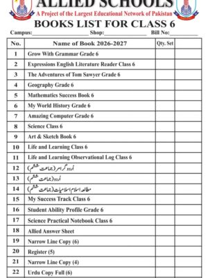 Allied School Book List for Class 6 2026