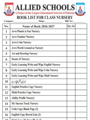 Allied School Book List for Nursery 2026
