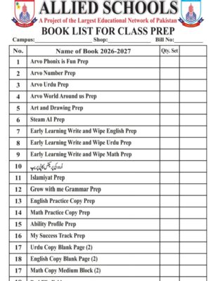 Allied School Book List for Class Prep 2026